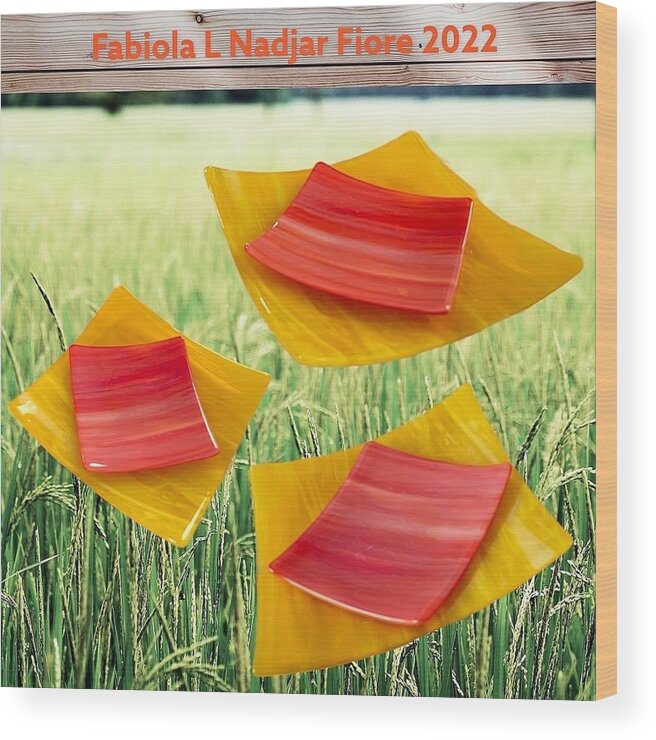 Orange Wood Print featuring the photograph Orange Yellow Flying over Grass by Fabiola L Nadjar Fiore