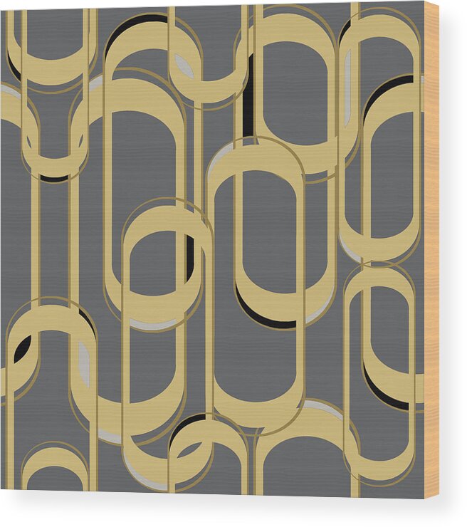 Art Deco Wood Print featuring the digital art Oval Link Seamless Repeat Pattern by Sand And Chi
