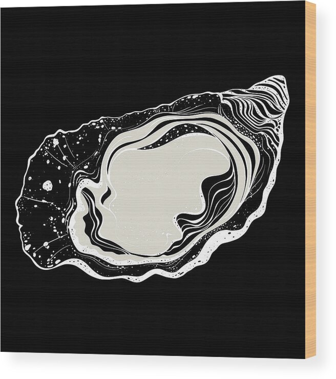 Animal Wood Print featuring the painting Oyster Black by Tony Rubino