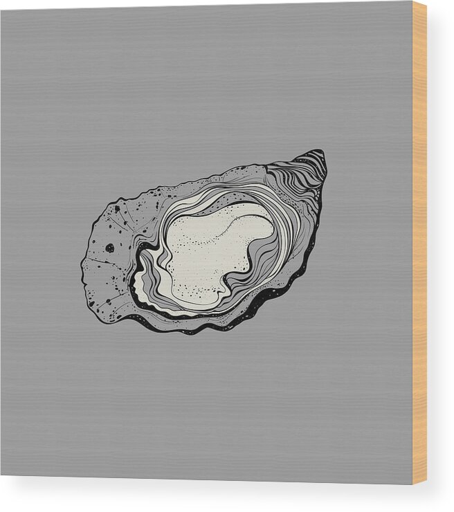 Animal Wood Print featuring the painting Oyster White by Tony Rubino