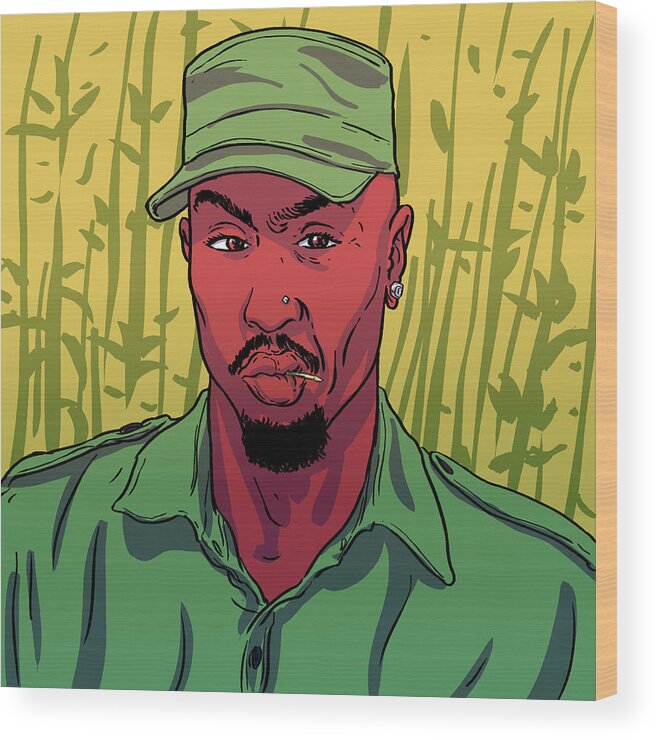 Hiphop Wood Print featuring the digital art Pac of The Jungle by Point Blank
