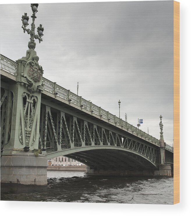 Outdoors Wood Print featuring the photograph Palace Bridge across the Neva River by Fotosearch