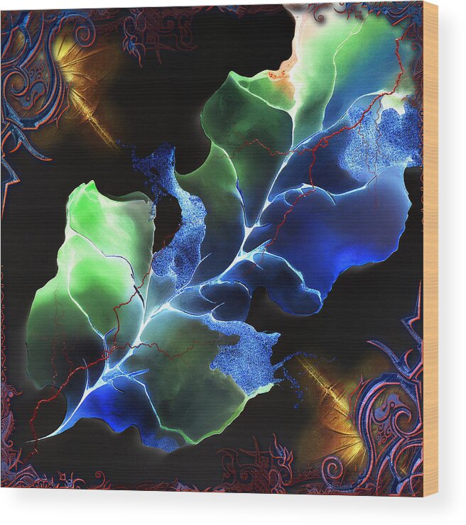 Abstract Wood Print featuring the digital art Panspermia Hypothesis by Michael Damiani