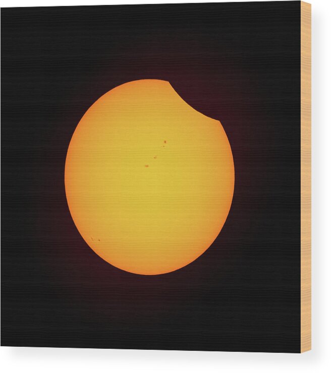 Solar Eclipse Wood Print featuring the photograph Partial Solar Eclipse by David Beechum