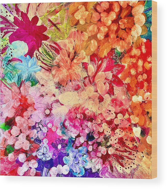 Flowers Wood Print featuring the painting Peachy Keen Two by Tommy McDonell