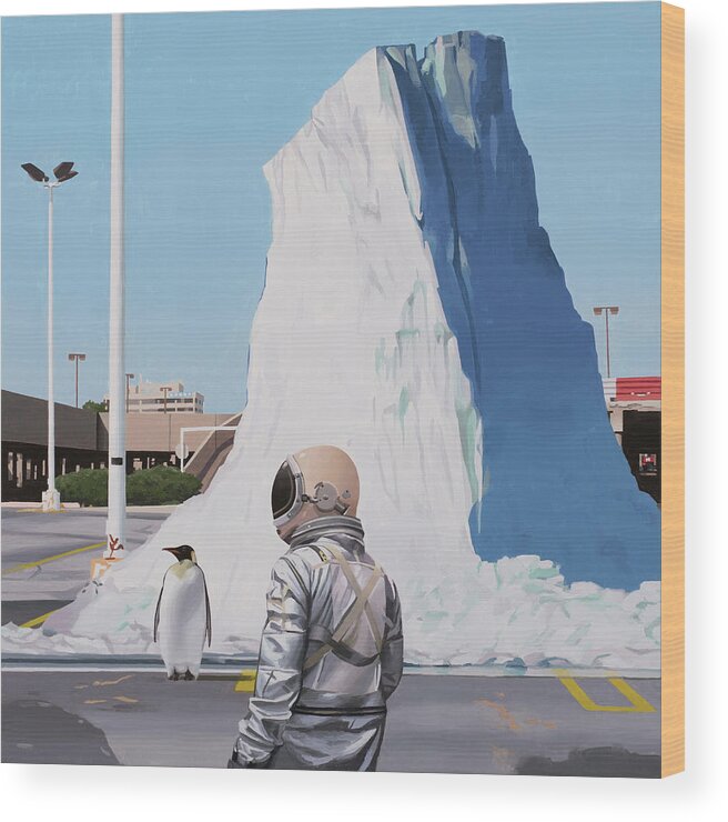Astronaut Wood Print featuring the painting Penguin by Scott Listfield