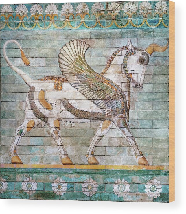 Persian Bull Wood Print featuring the photograph Persian Winged Bull by Weston Westmoreland