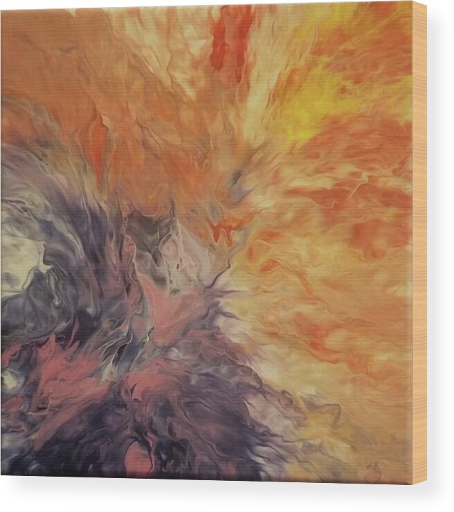 Abstract Wood Print featuring the painting Phoenix by Pour Your heART Out Artworks