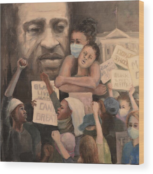 Black Lives Matter Wood Print featuring the painting Pieta by Patricia Maguire