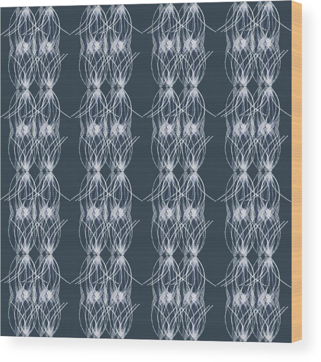 Geometric Wood Print featuring the digital art Pine Geometric Navy and White by Sand And Chi