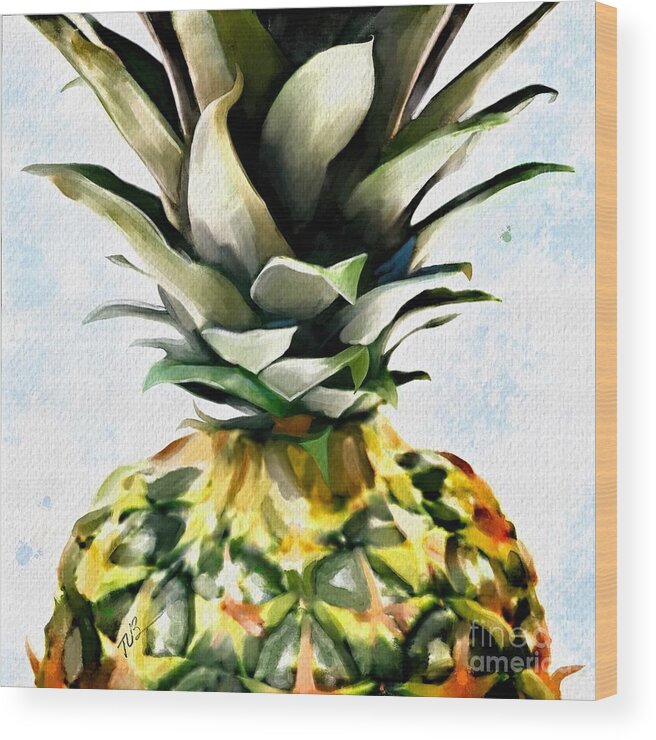 Pineapple Wood Print featuring the painting Pineapple Dreams by Tammy Lee Bradley