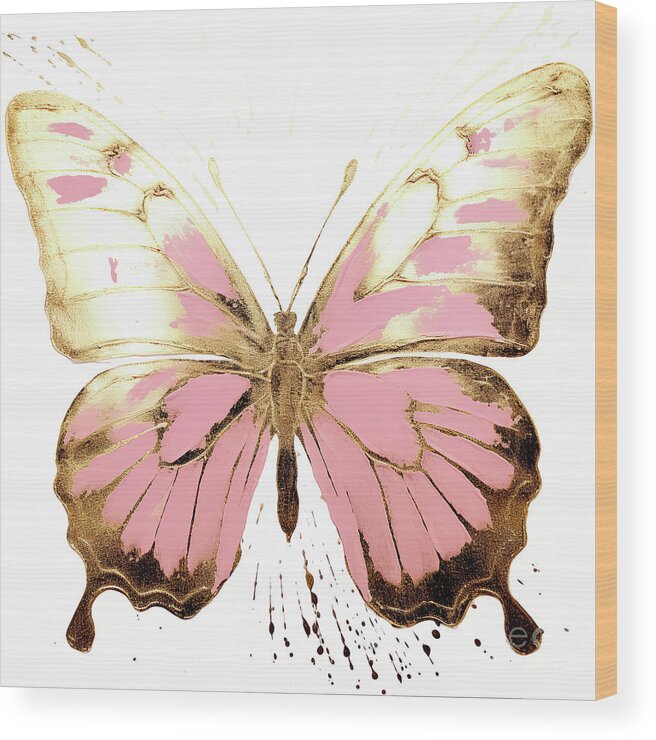 Butterfly Wood Print featuring the painting Pink Butterfly by Tina LeCour