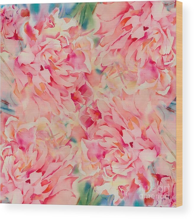 Peony Wood Print featuring the painting Pink Peonies by Liana Yarckin