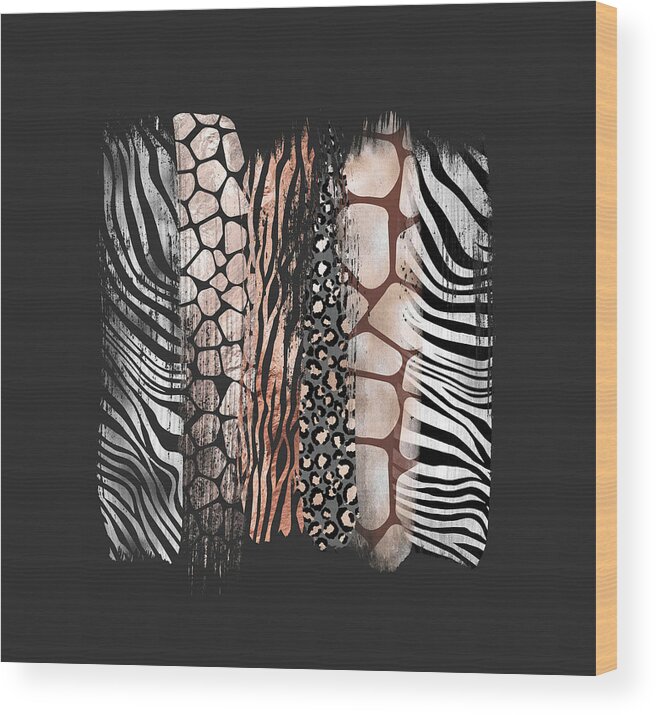 Pink Wood Print featuring the photograph Pink Safari Animals Vertical Paint by Carrie Ann Grippo-Pike