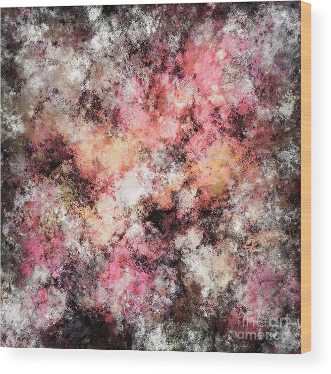 Pinks Wood Print featuring the digital art Pink stone by Keith Mills