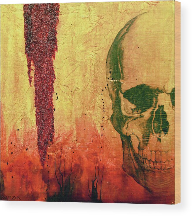 Skull Wood Print featuring the painting Playing Pretend by Bobby Zeik