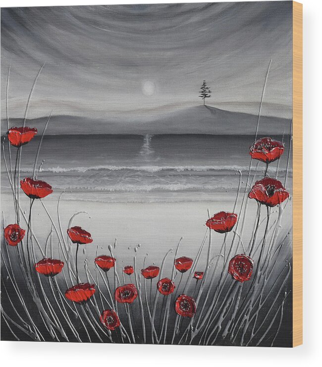 Red Poppies Wood Print featuring the painting Poppies by Amanda Dagg