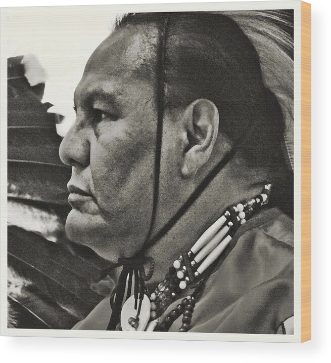 Native American Wood Print featuring the photograph Portait of Native American, The Mall, Washington DC. by Bill Jonscher