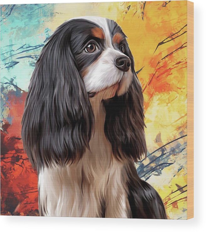 Dog Wood Print featuring the painting Pose for Mamma by Teresa Trotter