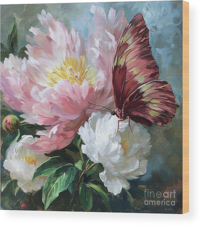 Butterfly Wood Print featuring the painting Pretty Pink Butterfly by Tina LeCour