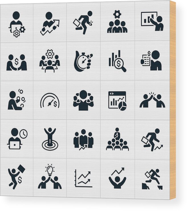 Expertise Wood Print featuring the drawing Productivity Icons by Appleuzr
