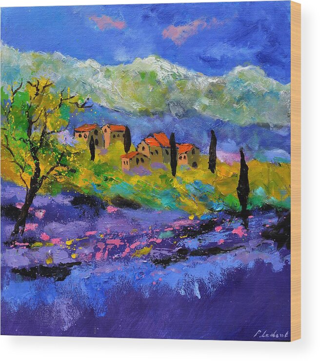 Landscape Wood Print featuring the painting Provence 662021 by Pol Ledent