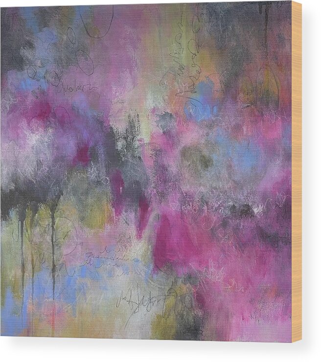 Abstract Expressionistic Painting Wood Print featuring the painting Purple Haze II by Chris Burton