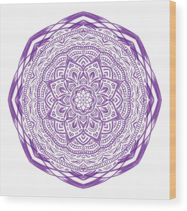 Mandala Wood Print featuring the digital art Purple Mandala by Angie Tirado