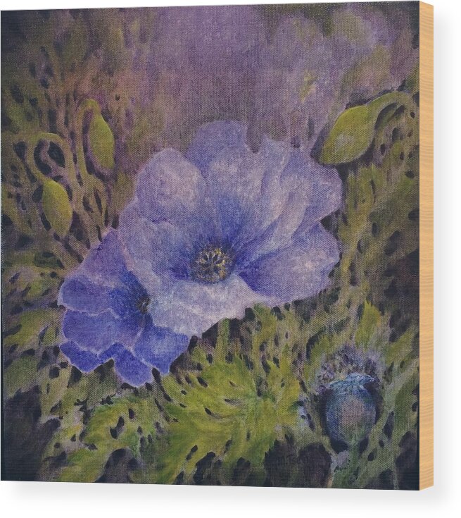 Home Wood Print featuring the painting Purple poppies by Milly Tseng