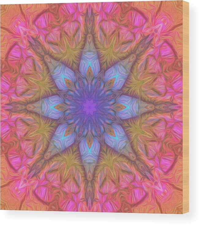 Mandala Wood Print featuring the digital art Rainbow Pitch Pine Mandala 02 by Beth Venner