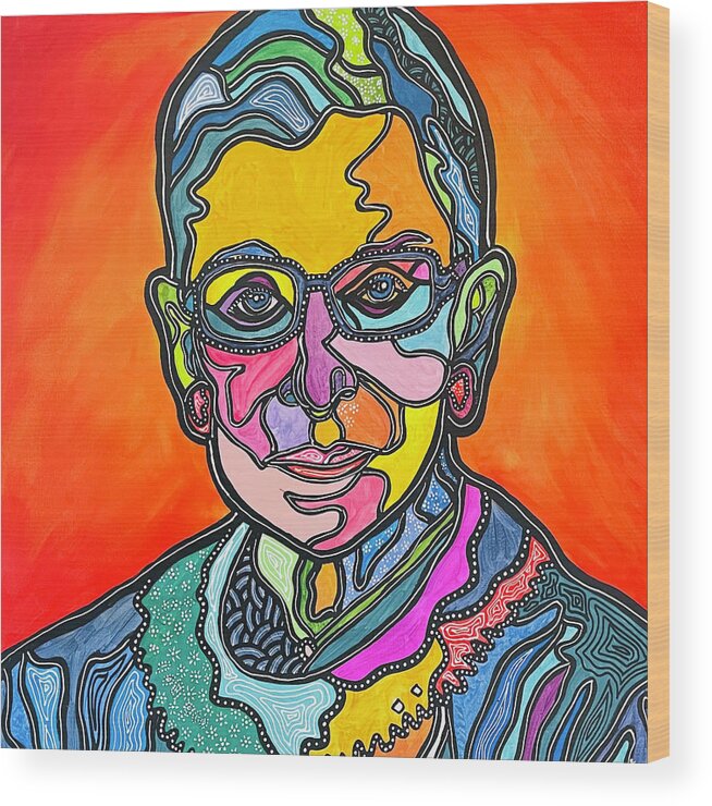 Rbg Wood Print featuring the painting Rbg 2 by Marconi Calindas