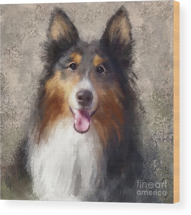 Dog Wood Print featuring the digital art Ready Whenever You Are by Lois Bryan
