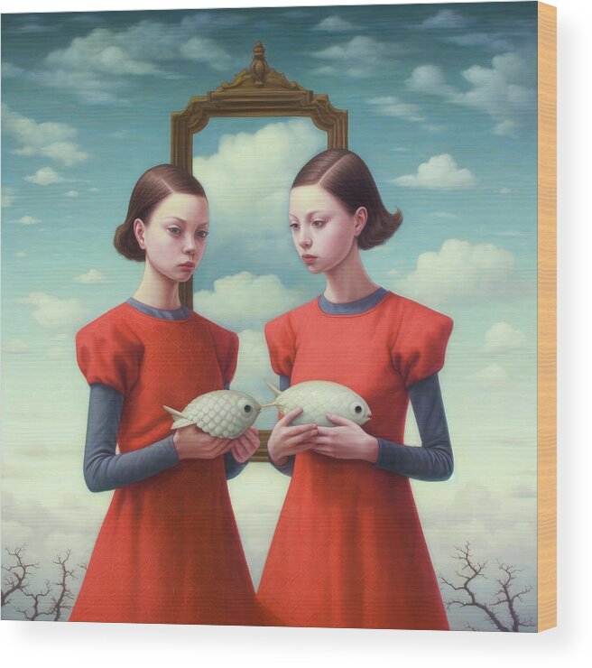 Twins Wood Print featuring the digital art Recursive Self 06 by Matthias Hauser