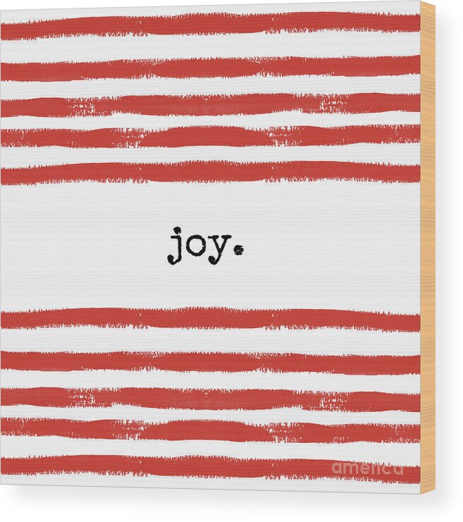 Christmas Wood Print featuring the digital art Red Stripes Joy by Sylvia Cook
