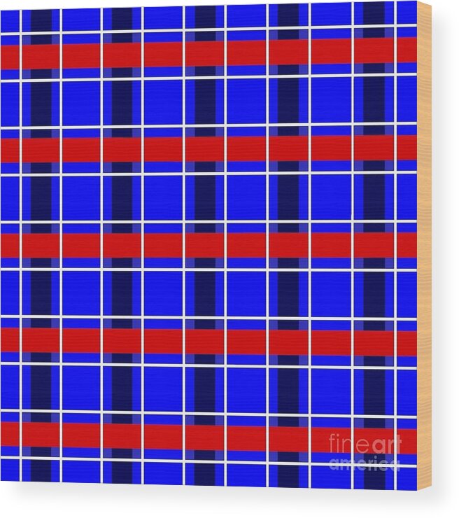 Red White Blue Plaid Wood Print featuring the digital art Red, White, and Blue Plaid by Colleen Cornelius