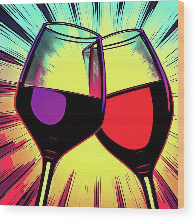 Cabernet Sauvignon Wood Print featuring the photograph Red Wine Pop Art III by David Letts