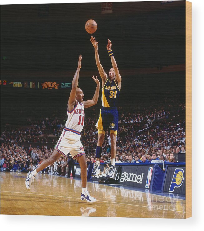 Nba Pro Basketball Wood Print featuring the photograph Reggie Miller by Nathaniel S. Butler