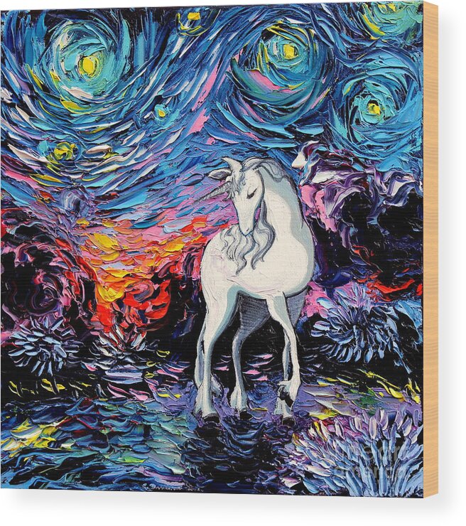 Last Unicorn Wood Print featuring the painting Regret by Aja Trier