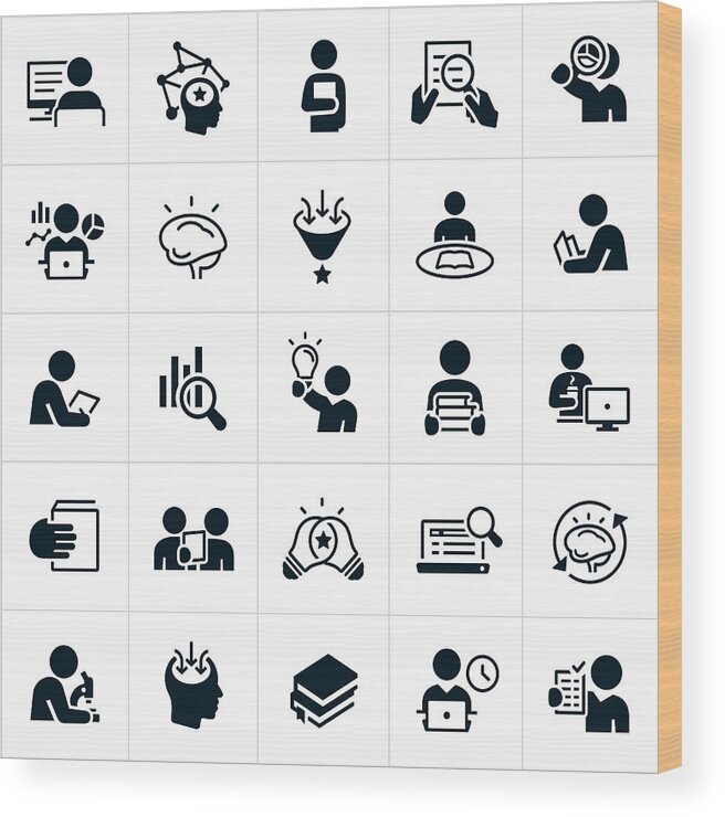Expertise Wood Print featuring the drawing Research Icons by Appleuzr