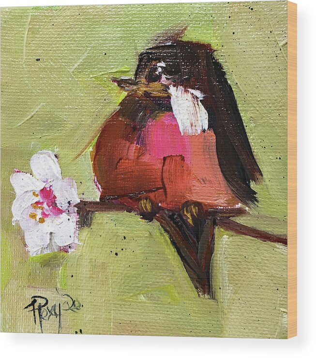  Original Wood Print featuring the painting Robin 1 by Roxy Rich