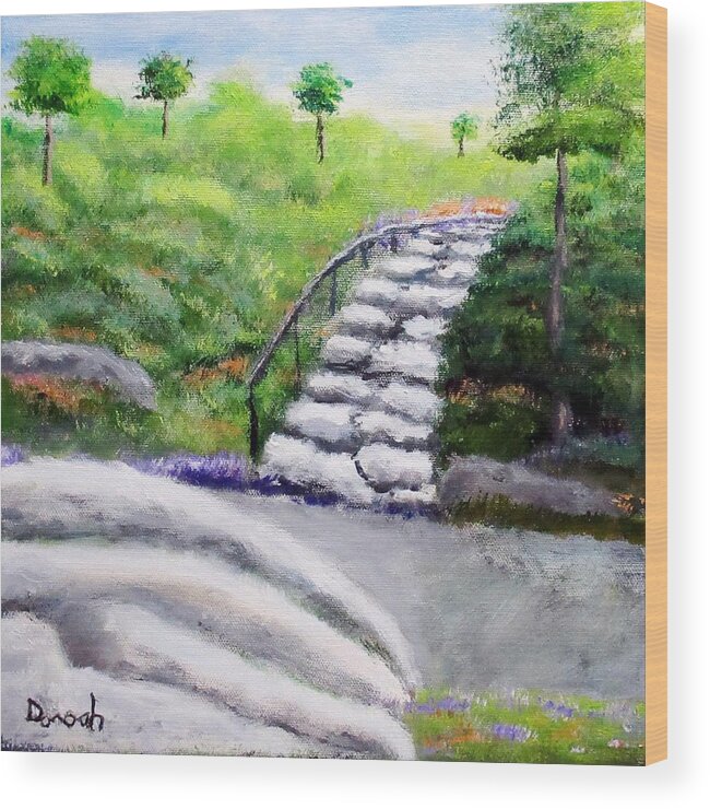 Landscape Wood Print featuring the painting Rock Steps by Gregory Dorosh