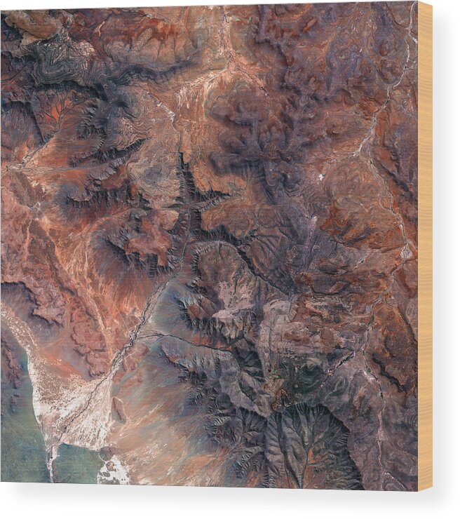 Satellite Wood Print featuring the digital art Roggeveld Mountains by Christian Pauschert