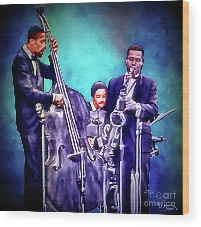 Portraits Wood Print featuring the digital art Ron Carter and Company by Walter Neal