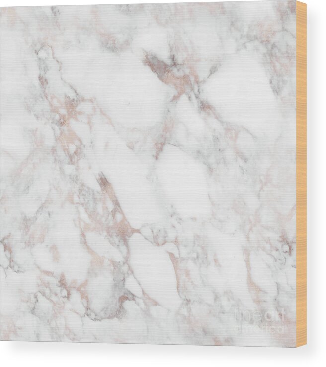 Marble Wood Print featuring the painting Rose Gold Marble Blush Pink Metallic Foil by Modern Art