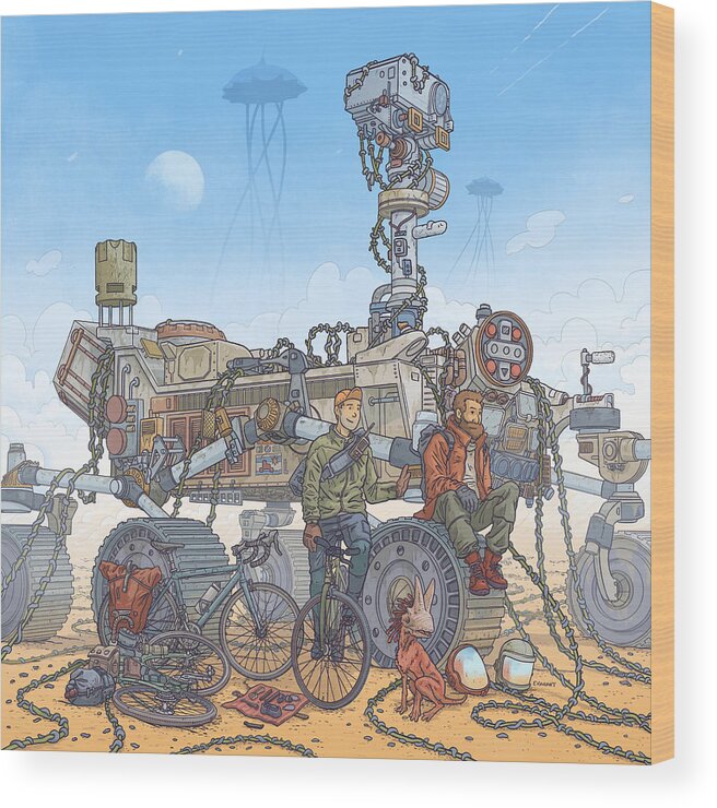 Perseverance Wood Print featuring the digital art Rover Ruins Ride by EvanArt - Evan Miller
