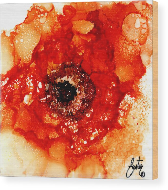 Ruffled Orange Rose Wood Print featuring the painting Ruffled Orange Rose by Daniela Easter