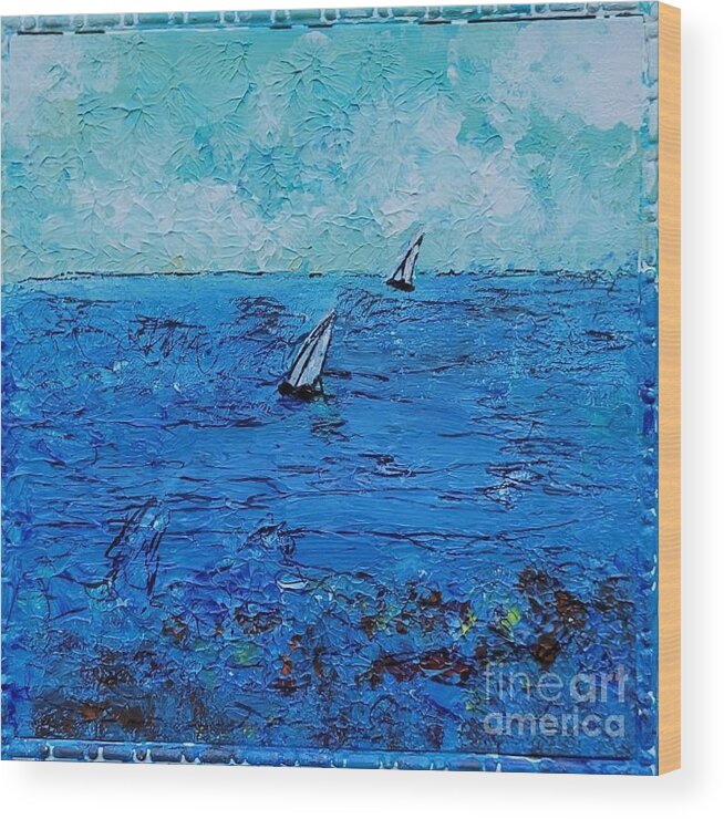  Wood Print featuring the painting Sailboats Fort Pierce by Mark SanSouci