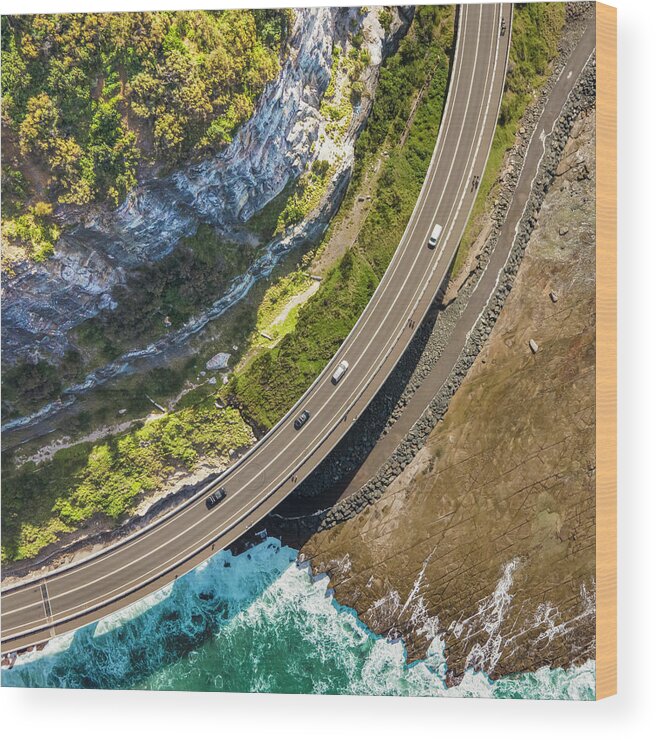 Road Wood Print featuring the photograph Sea Cliff Bridge No 10 by Andre Petrov