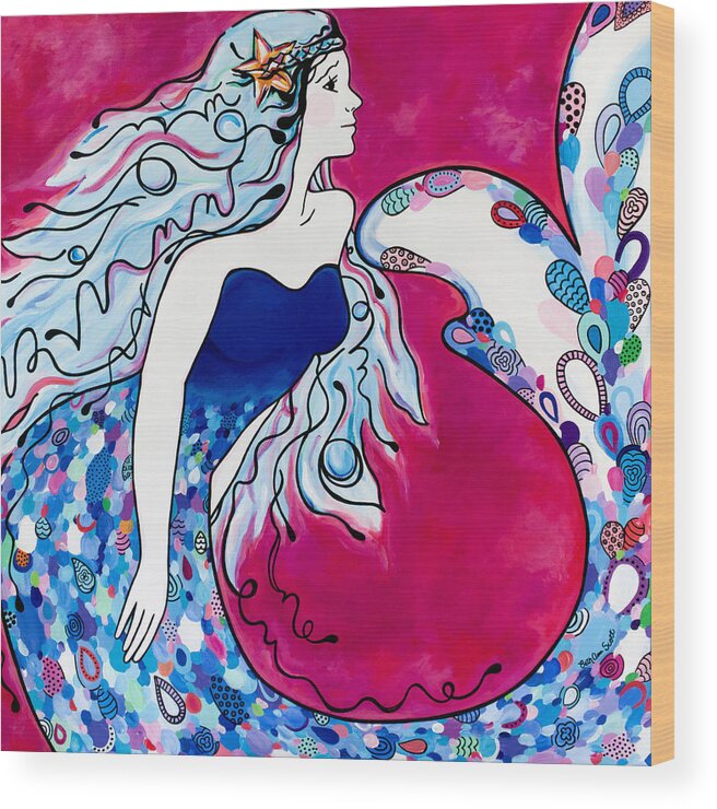Mermaid Wood Print featuring the painting Sea Princess by Beth Ann Scott