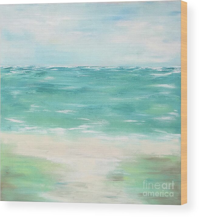 Beach Wood Print featuring the painting Seaside Dreams by Cheryl Rhodes